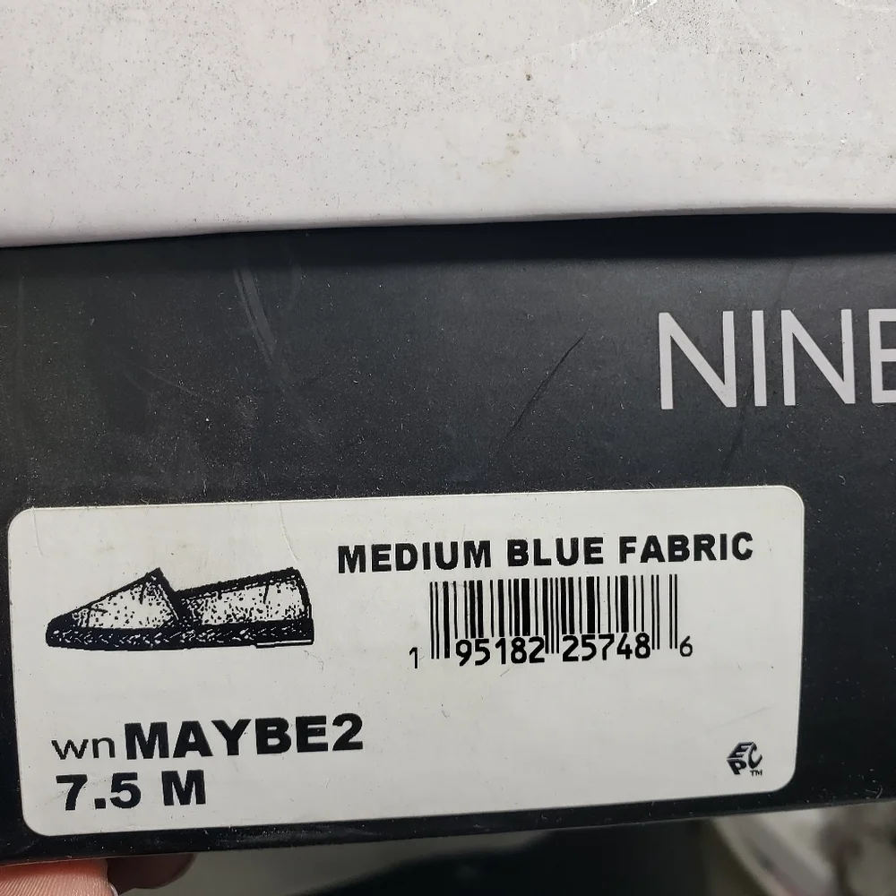 Nine West Maybe Medium Blue Fabric Espadrille Flats Sz 7.5M